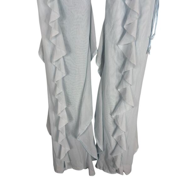 AMOR MIA Meta Angel Pants Sheer Lace Up Ruffle Boho Chic Festival Powder Blue SM - Picture 11 of 16